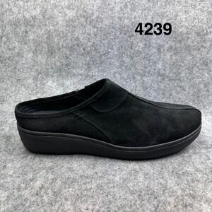 Easy Spirit Womens Black Suede Shana Mules Slip On Low Wedge Clogs Shoes Size 13